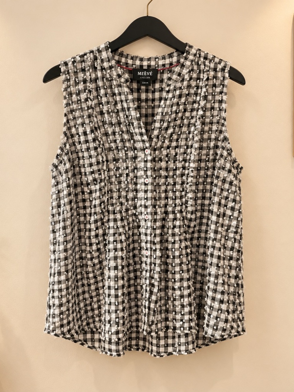 Anthropologie Méeve Black & White Gingham Sleeveless Button-Front Camisole